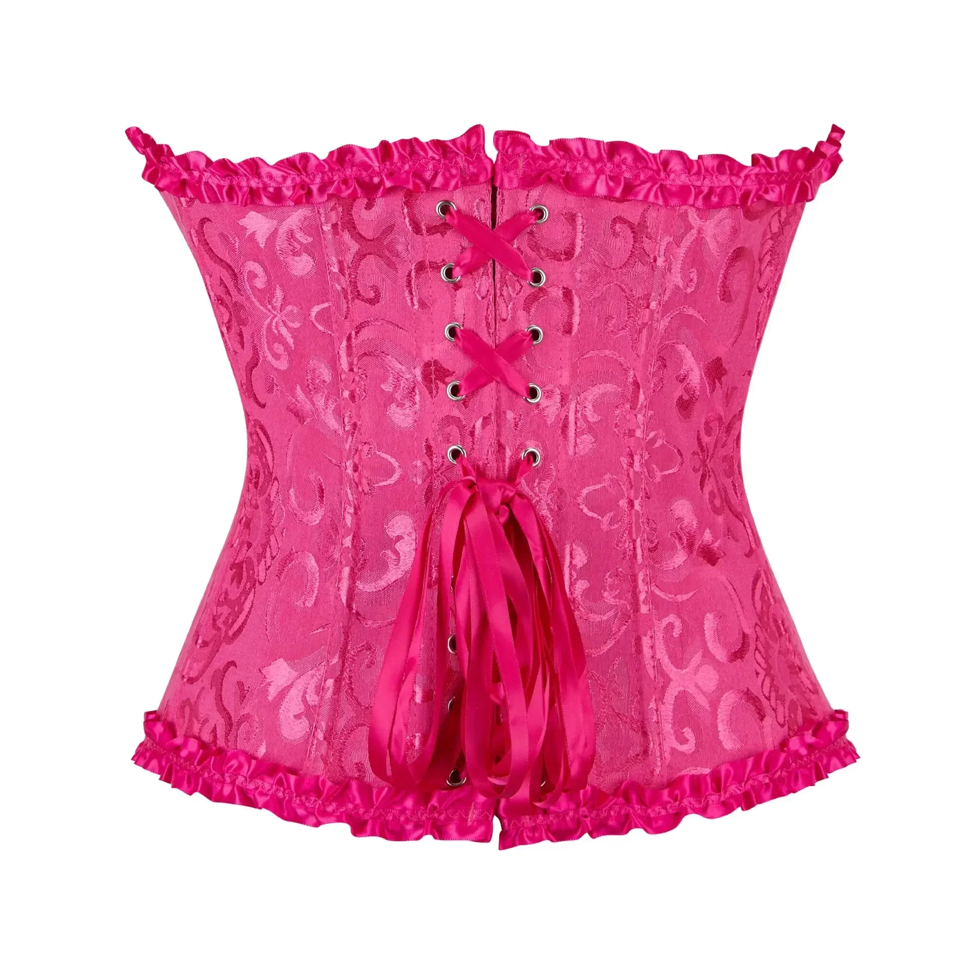 Women Corset Top Jacquard Overbust Bustier Victorian Sexy Lace up Floral Lingerie Korset Vintage Gothic Basques Costume