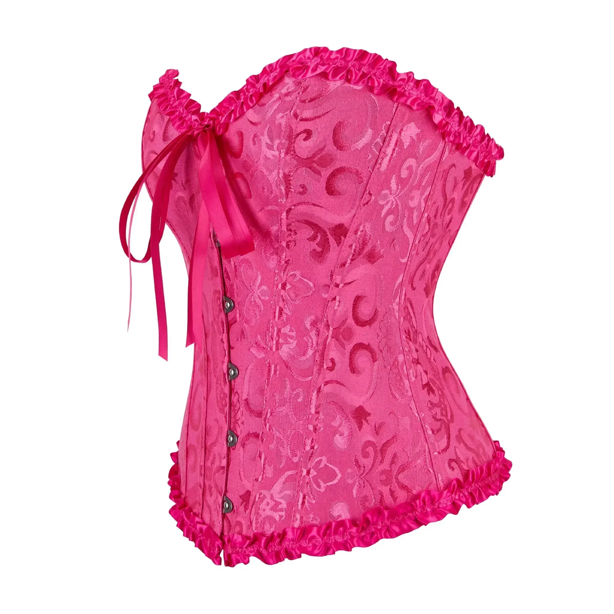 Women Corset Top Jacquard Overbust Bustier Victorian Sexy Lace up Floral Lingerie Korset Vintage Gothic Basques Costume
