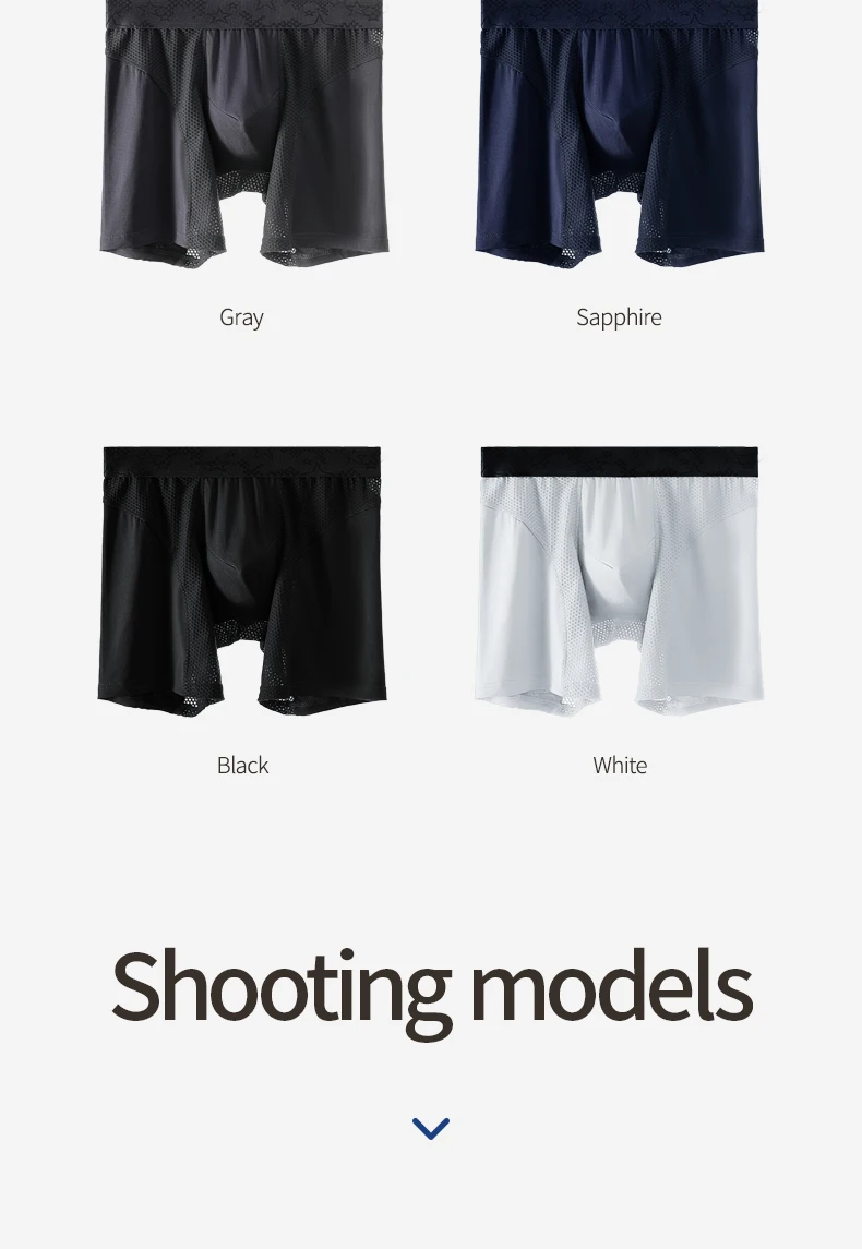 Extra Long Sports Underwear Men's Boxer Briefs Anti-Wear Leg Running Large Size Breathable Training Boxer Briefs