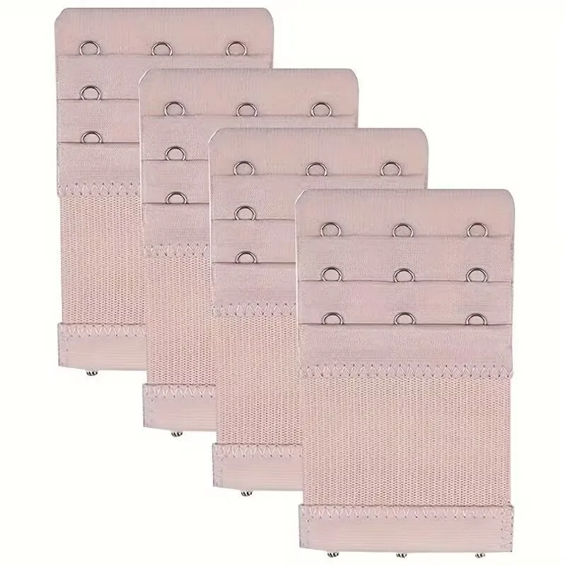 4 Pieces 3-Hook Bra Strap Extender; Comfortable and Adjustable Bra Strap Clip; Lingerie Accessory for Women