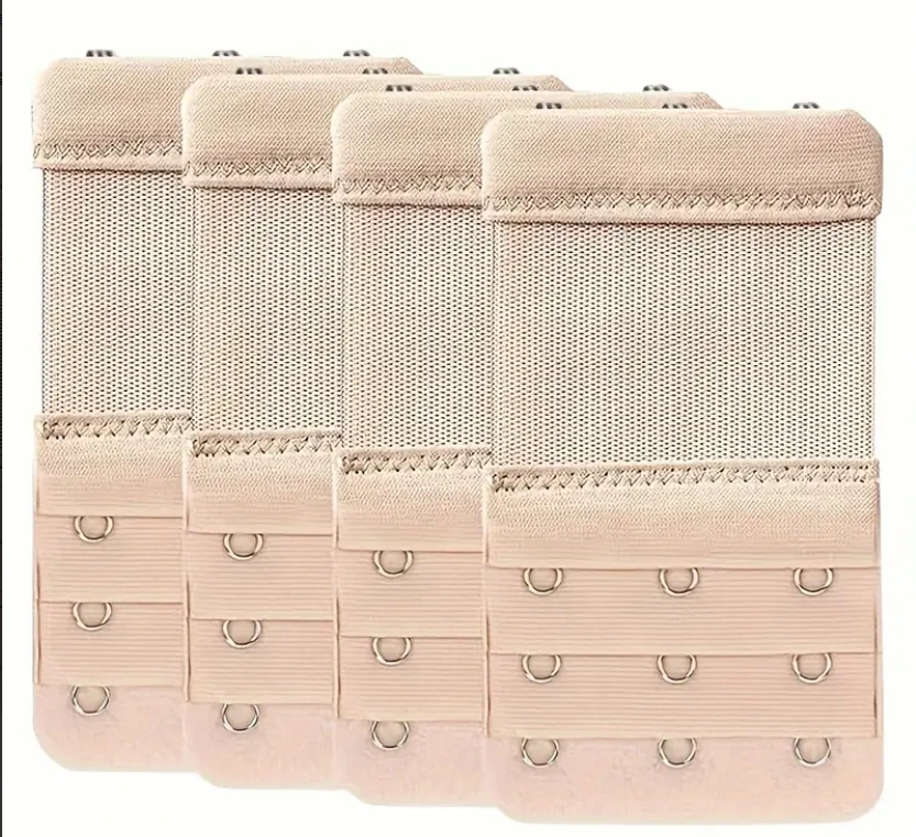 4 Pieces 3-Hook Bra Strap Extender; Comfortable and Adjustable Bra Strap Clip; Lingerie Accessory for Women