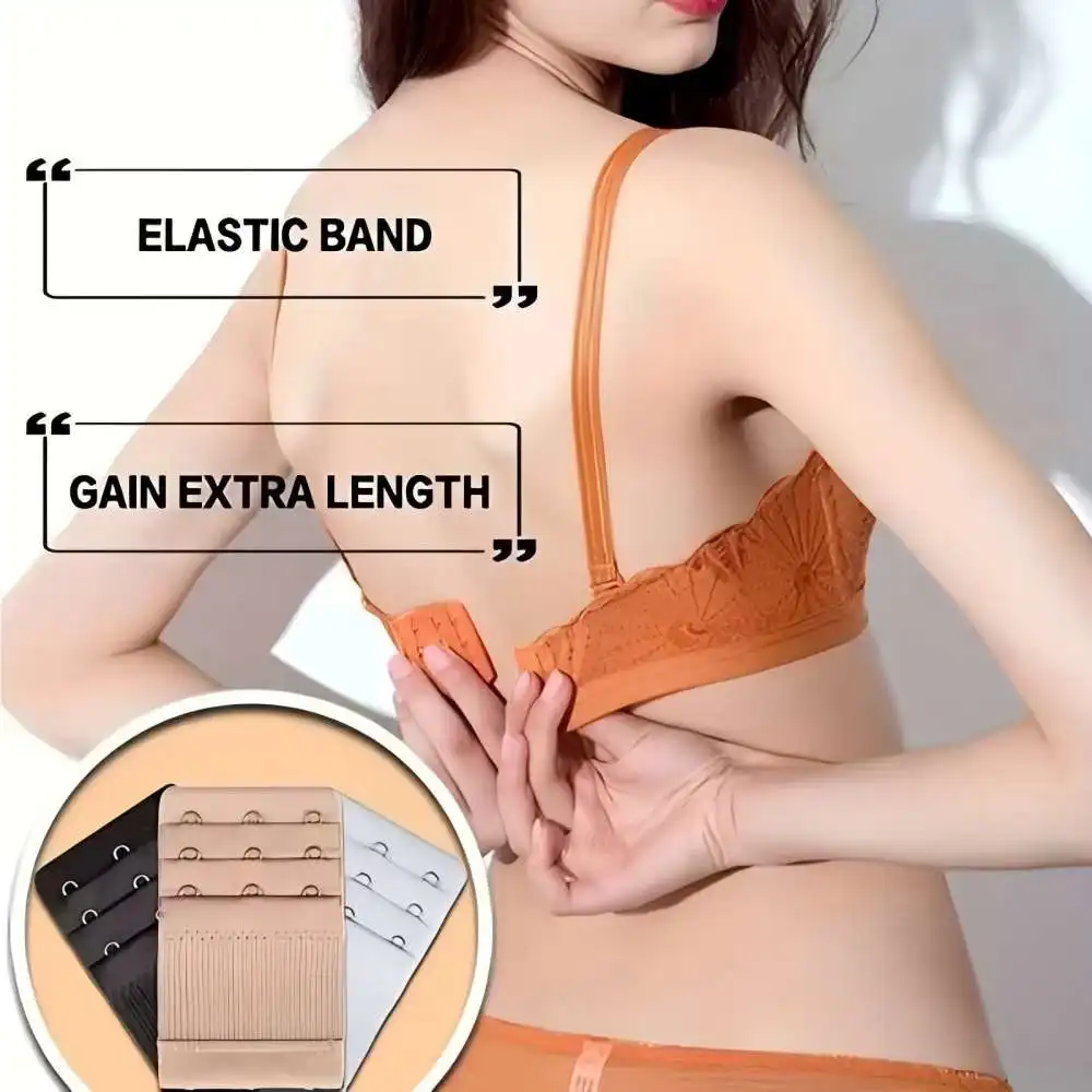 4 Pieces 3-Hook Bra Strap Extender; Comfortable and Adjustable Bra Strap Clip; Lingerie Accessory for Women