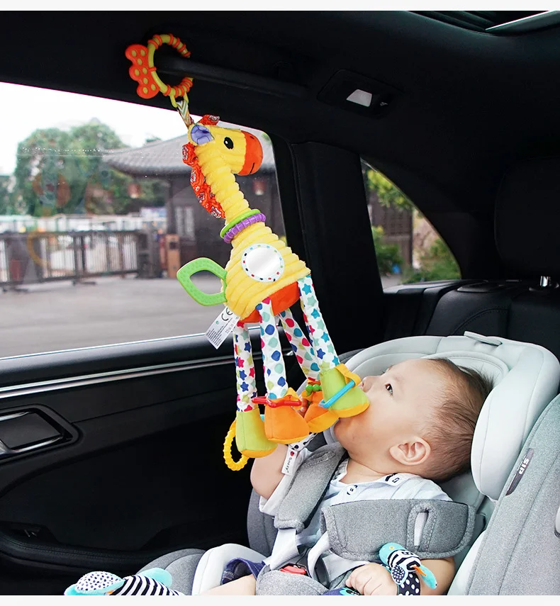 Soft Giraffe Zebra Animal Handbells Rattles Plush Infant Baby Development Handle Toys WIth Teether Baby Toy For Newborn Gifts