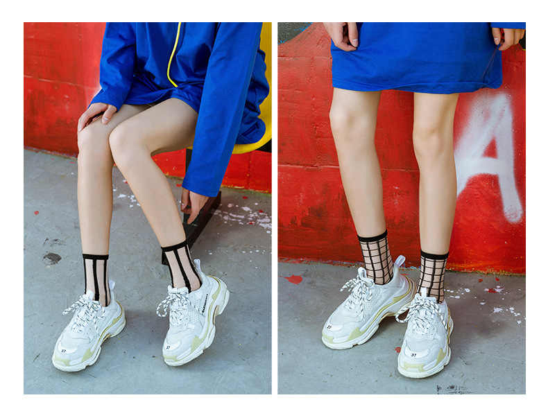 Summer Lace Mesh Transparent Women Socks Ultra-thin Breathable Women Girls Short Socks Harajuku Vintage Streetwear Crew Socks