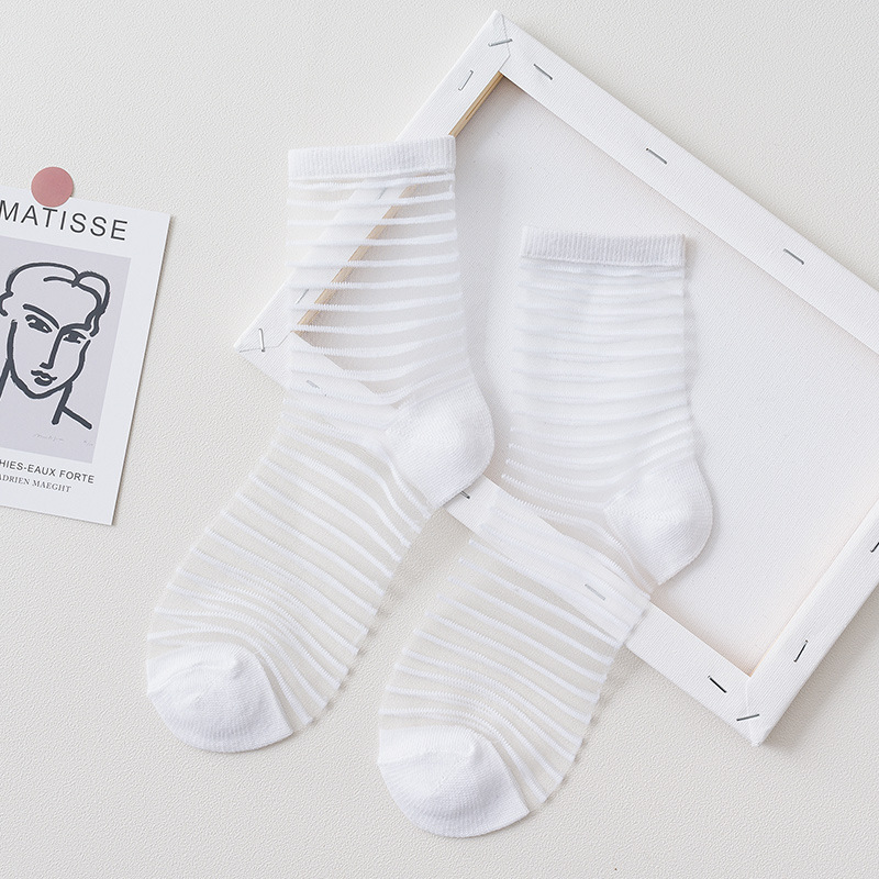 Summer Lace Mesh Transparent Women Socks Ultra-thin Breathable Women Girls Short Socks Harajuku Vintage Streetwear Crew Socks