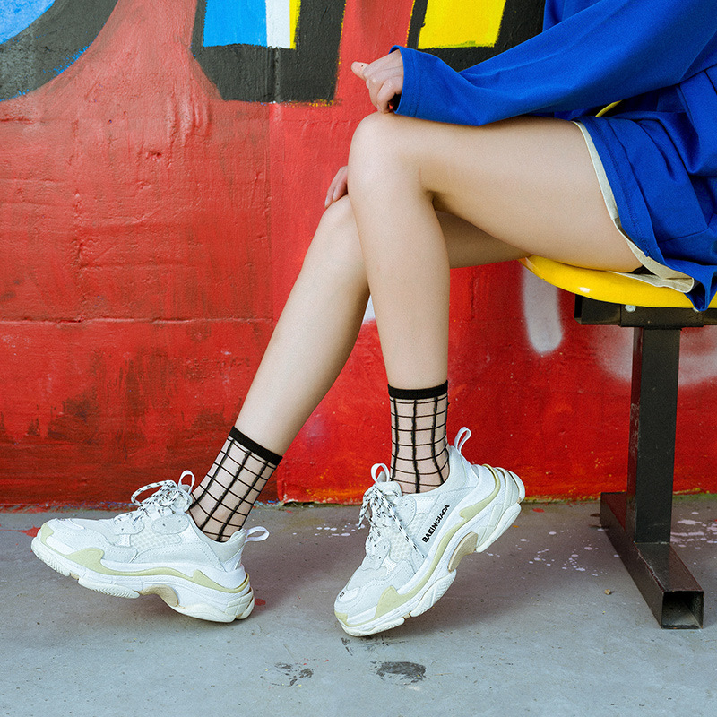 Summer Lace Mesh Transparent Women Socks Ultra-thin Breathable Women Girls Short Socks Harajuku Vintage Streetwear Crew Socks