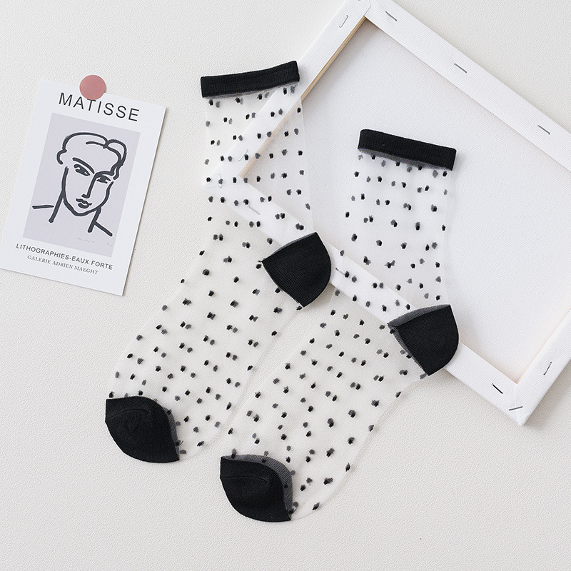 Summer Lace Mesh Transparent Women Socks Ultra-thin Breathable Women Girls Short Socks Harajuku Vintage Streetwear Crew Socks