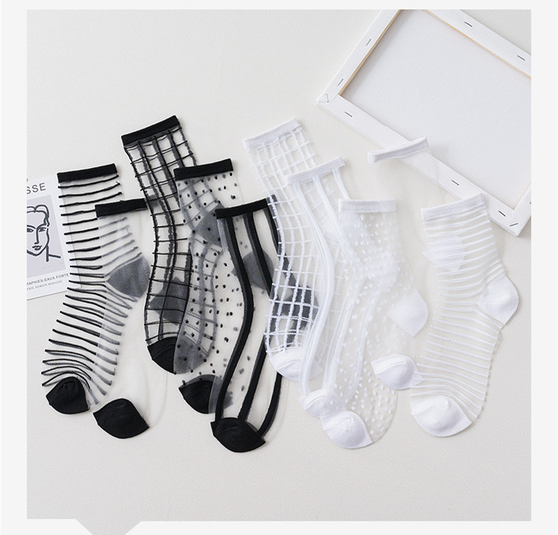 Summer Lace Mesh Transparent Women Socks Ultra-thin Breathable Women Girls Short Socks Harajuku Vintage Streetwear Crew Socks