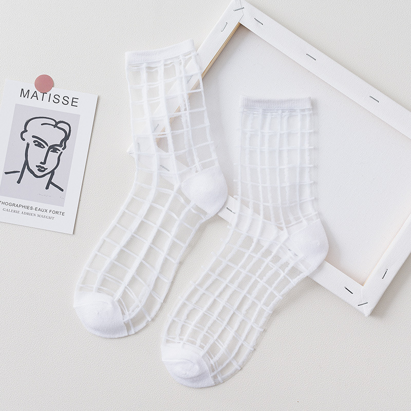 Summer Lace Mesh Transparent Women Socks Ultra-thin Breathable Women Girls Short Socks Harajuku Vintage Streetwear Crew Socks