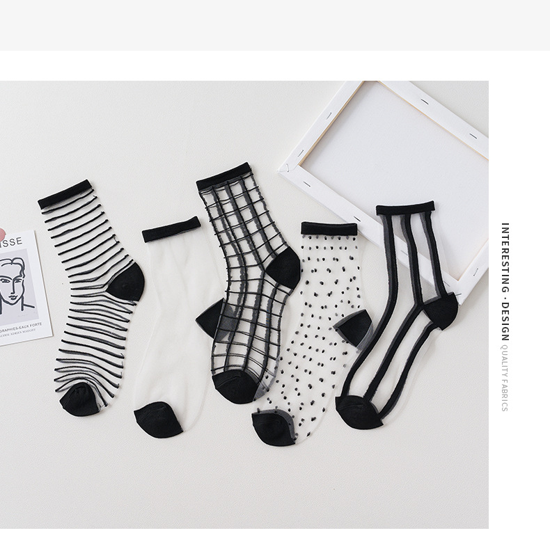Summer Lace Mesh Transparent Women Socks Ultra-thin Breathable Women Girls Short Socks Harajuku Vintage Streetwear Crew Socks
