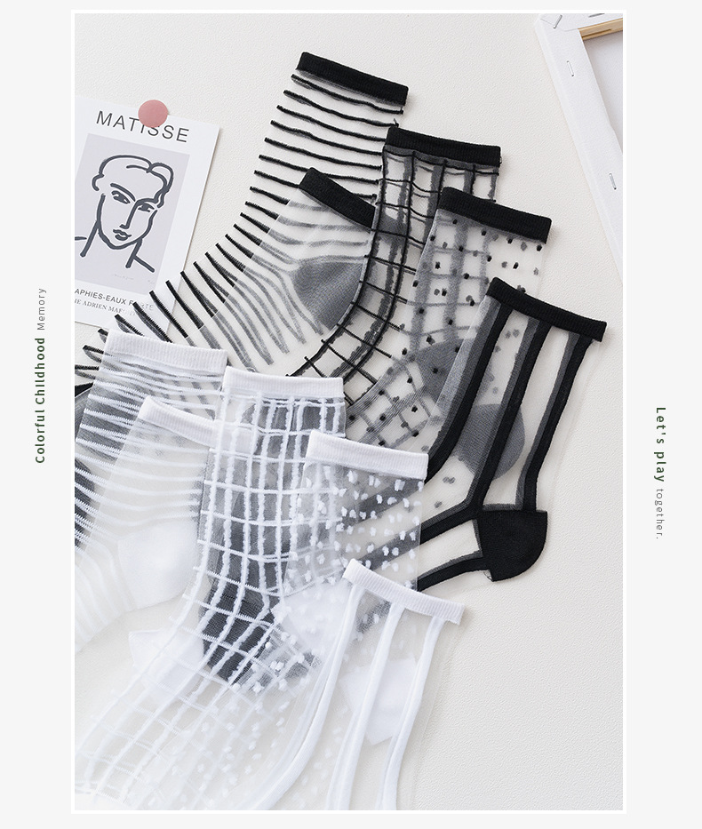 Summer Lace Mesh Transparent Women Socks Ultra-thin Breathable Women Girls Short Socks Harajuku Vintage Streetwear Crew Socks