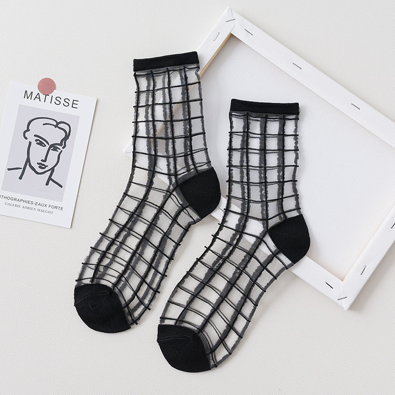 Summer Lace Mesh Transparent Women Socks Ultra-thin Breathable Women Girls Short Socks Harajuku Vintage Streetwear Crew Socks