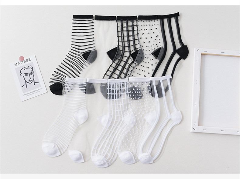 Summer Lace Mesh Transparent Women Socks Ultra-thin Breathable Women Girls Short Socks Harajuku Vintage Streetwear Crew Socks