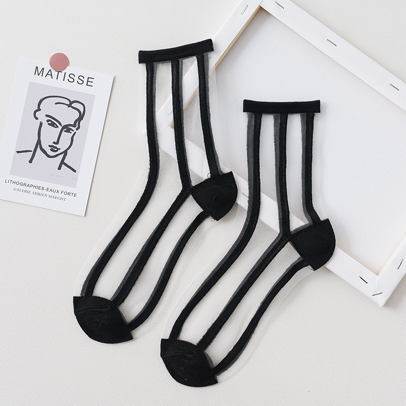 Summer Lace Mesh Transparent Women Socks Ultra-thin Breathable Women Girls Short Socks Harajuku Vintage Streetwear Crew Socks