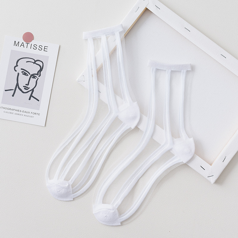Summer Lace Mesh Transparent Women Socks Ultra-thin Breathable Women Girls Short Socks Harajuku Vintage Streetwear Crew Socks
