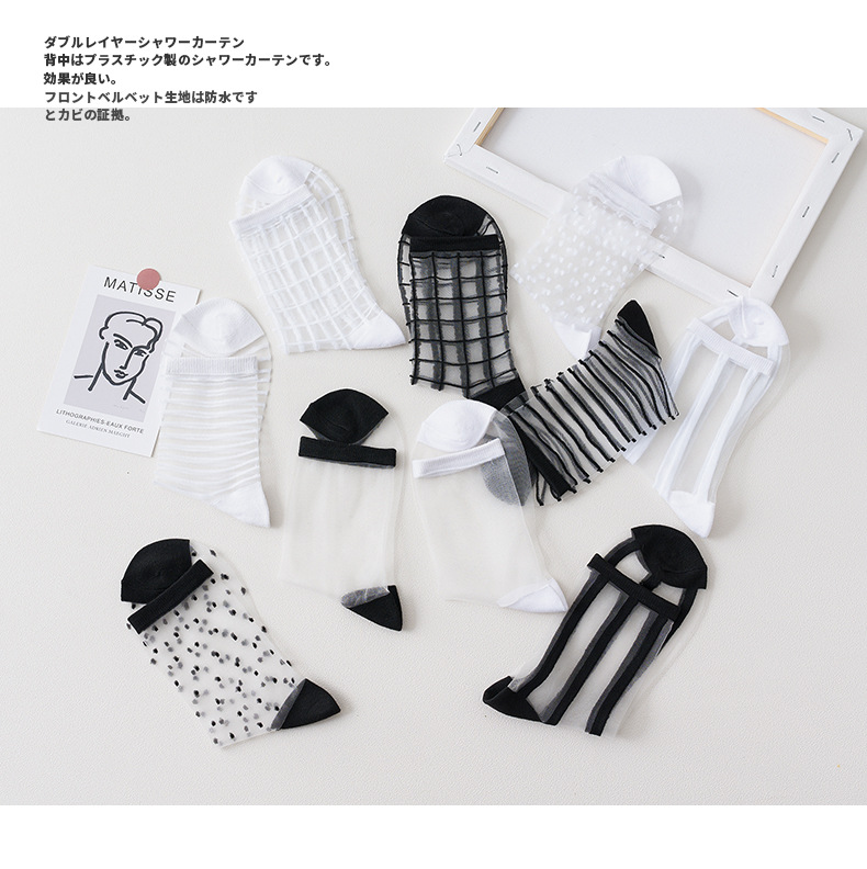 Summer Lace Mesh Transparent Women Socks Ultra-thin Breathable Women Girls Short Socks Harajuku Vintage Streetwear Crew Socks