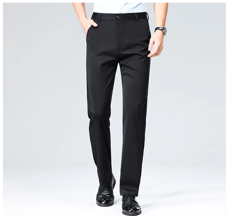29-42 Men's Summer Thin Fashion Business Casual Suit Pants Long Pants Men's Elastic Straight Sleeve Formal Pants Plus Size 28-40