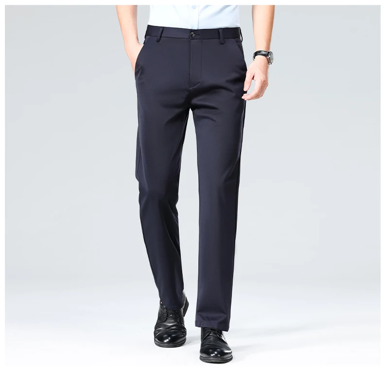29-42 Men's Summer Thin Fashion Business Casual Suit Pants Long Pants Men's Elastic Straight Sleeve Formal Pants Plus Size 28-40