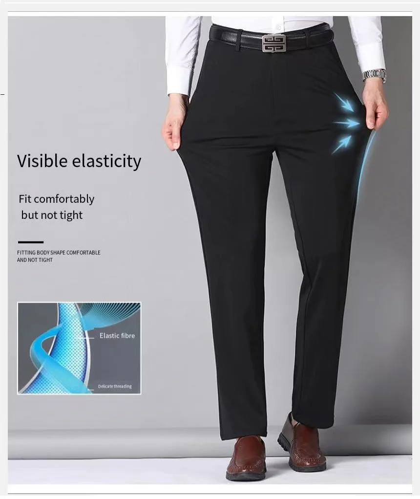 29-42 Men's Summer Thin Fashion Business Casual Suit Pants Long Pants Men's Elastic Straight Sleeve Formal Pants Plus Size 28-40
