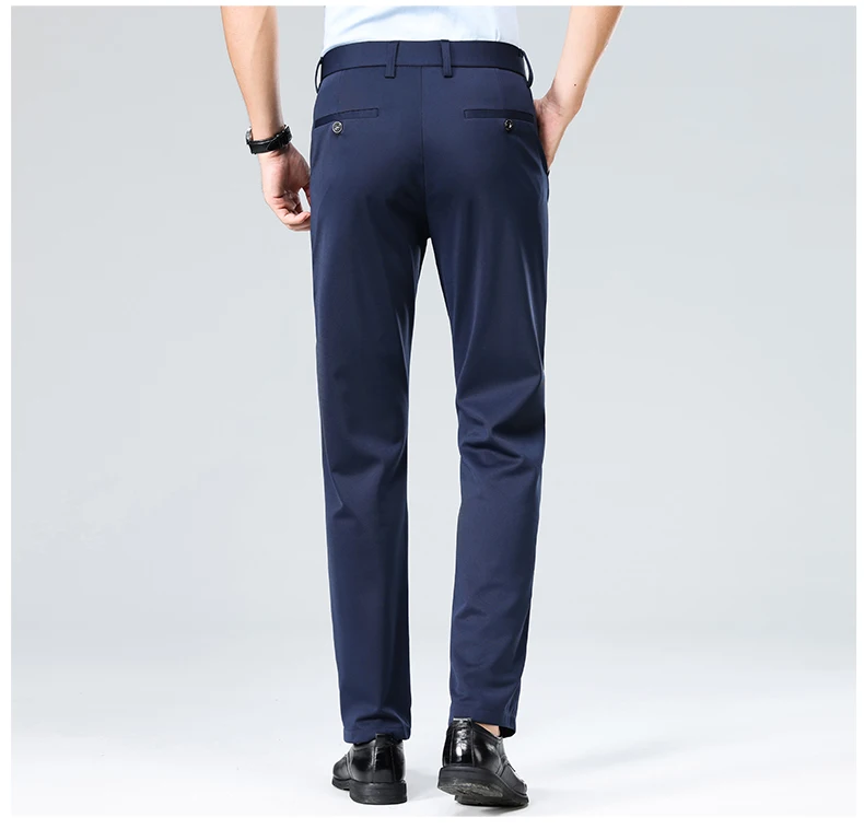 29-42 Men's Summer Thin Fashion Business Casual Suit Pants Long Pants Men's Elastic Straight Sleeve Formal Pants Plus Size 28-40