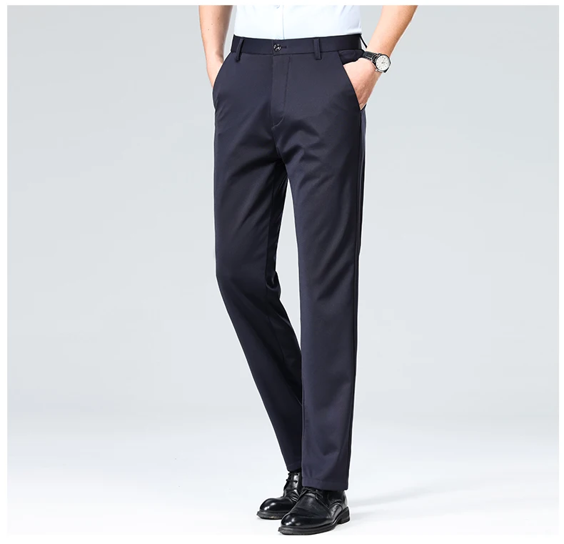 29-42 Men's Summer Thin Fashion Business Casual Suit Pants Long Pants Men's Elastic Straight Sleeve Formal Pants Plus Size 28-40