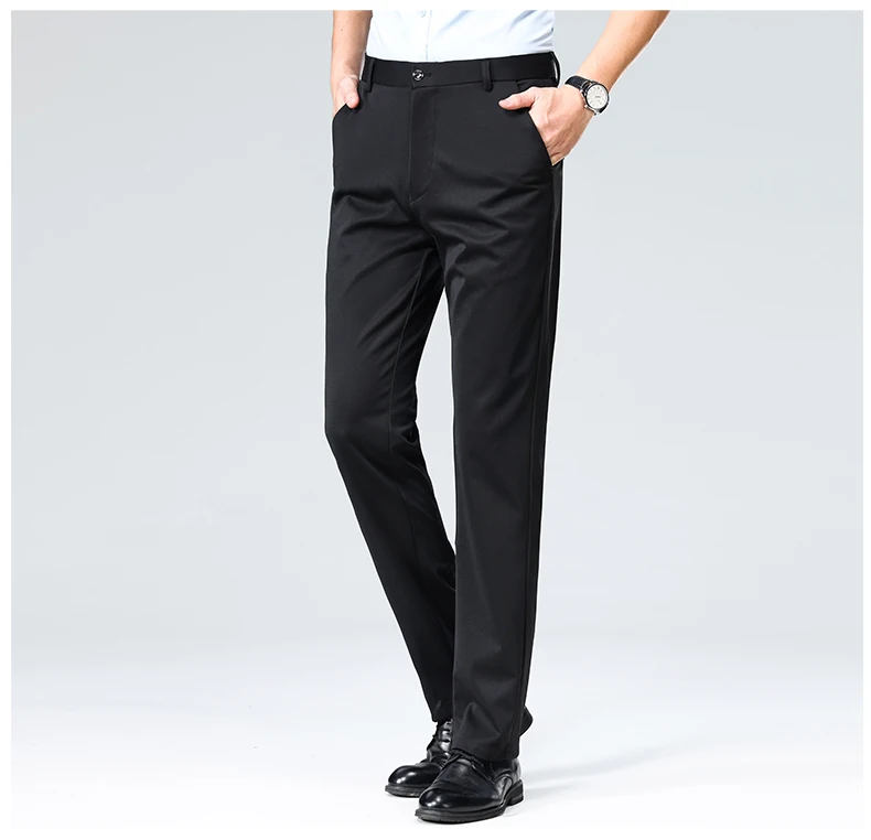 29-42 Men's Summer Thin Fashion Business Casual Suit Pants Long Pants Men's Elastic Straight Sleeve Formal Pants Plus Size 28-40