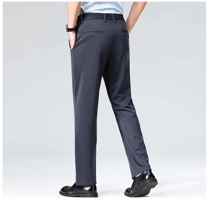 29-42 Men's Summer Thin Fashion Business Casual Suit Pants Long Pants Men's Elastic Straight Sleeve Formal Pants Plus Size 28-40