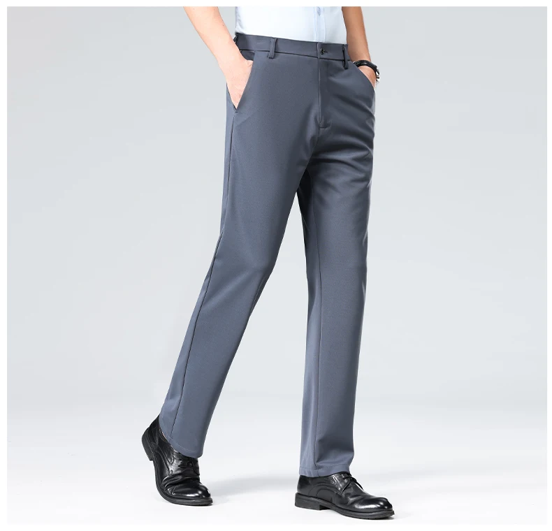 29-42 Men's Summer Thin Fashion Business Casual Suit Pants Long Pants Men's Elastic Straight Sleeve Formal Pants Plus Size 28-40