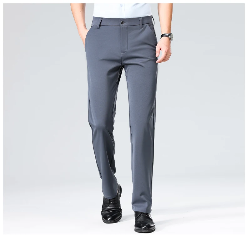 29-42 Men's Summer Thin Fashion Business Casual Suit Pants Long Pants Men's Elastic Straight Sleeve Formal Pants Plus Size 28-40