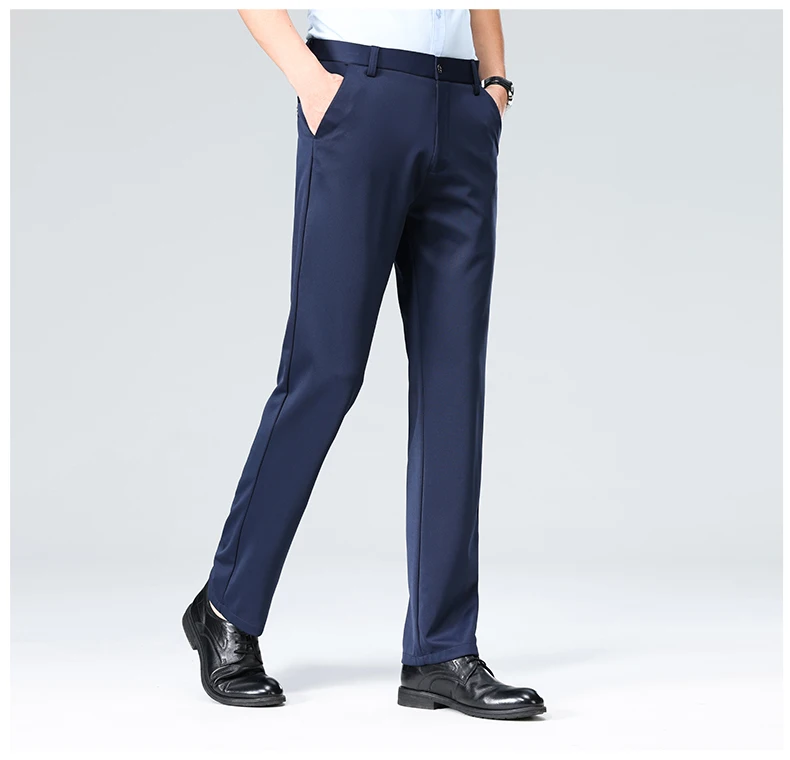 29-42 Men's Summer Thin Fashion Business Casual Suit Pants Long Pants Men's Elastic Straight Sleeve Formal Pants Plus Size 28-40