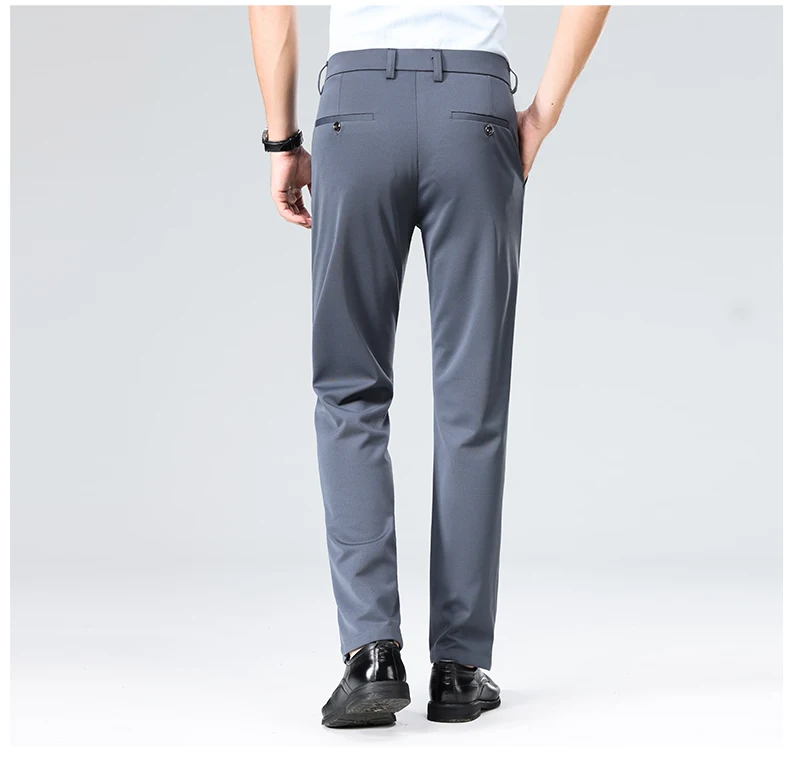 29-42 Men's Summer Thin Fashion Business Casual Suit Pants Long Pants Men's Elastic Straight Sleeve Formal Pants Plus Size 28-40