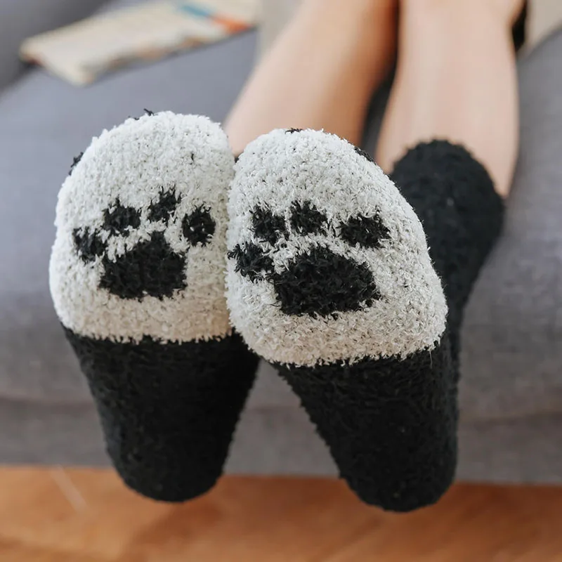 3 Pairs Womens Cats Paw Stripe 3D Socks Thick Girls Cartoon Animal Fingers Sock Hosiery Toe Zebra/Tiger/Cat Foot Sox