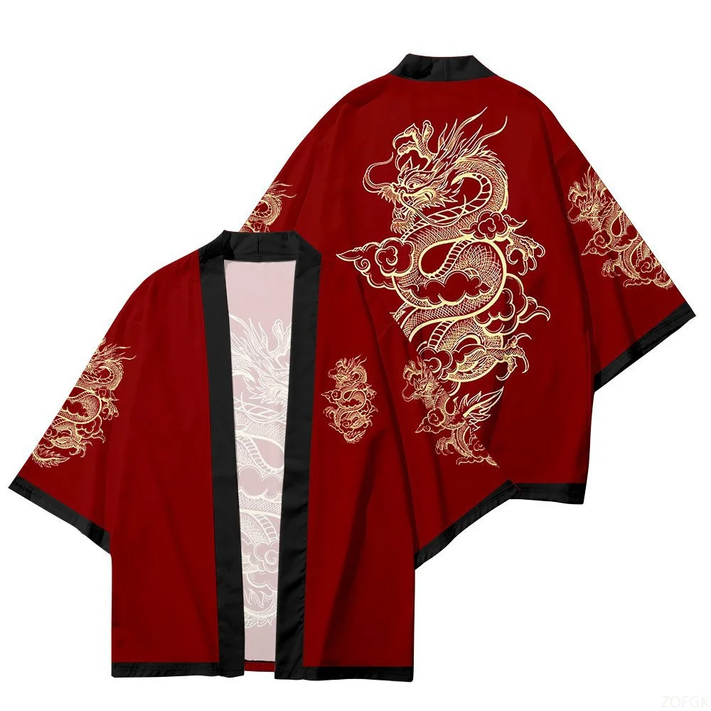Kimono, Japanese Traditional Clothing, Boys and Girls, Wave Carpet Printed Cardigans, Children's Beach Clothes, Cloaks