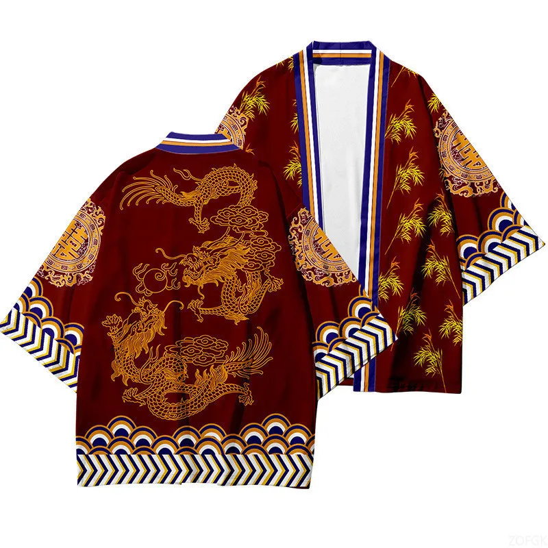 Kimono, Japanese Traditional Clothing, Boys and Girls, Wave Carpet Printed Cardigans, Children's Beach Clothes, Cloaks
