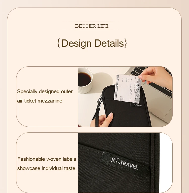 Family RFID Blocking Passport Holder Wallet Storage Bag- Travel Document Organizer with Credit Card Case Essential Travel Bag