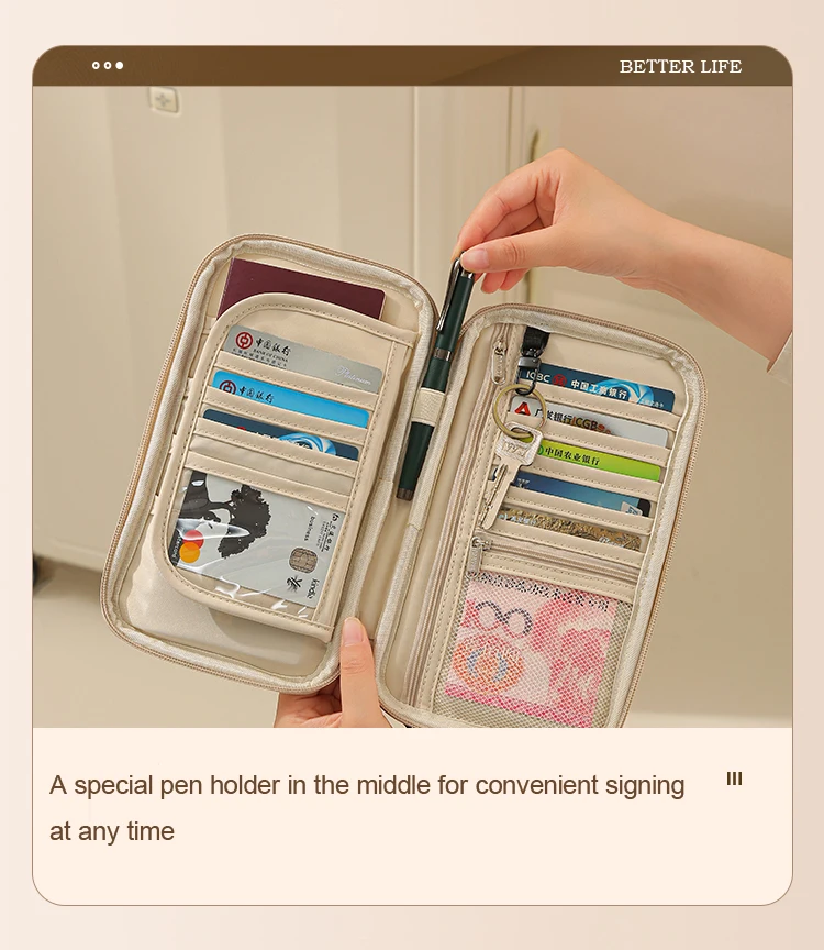 Family RFID Blocking Passport Holder Wallet Storage Bag- Travel Document Organizer with Credit Card Case Essential Travel Bag