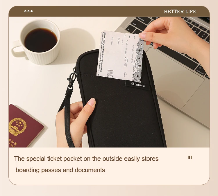 Family RFID Blocking Passport Holder Wallet Storage Bag- Travel Document Organizer with Credit Card Case Essential Travel Bag