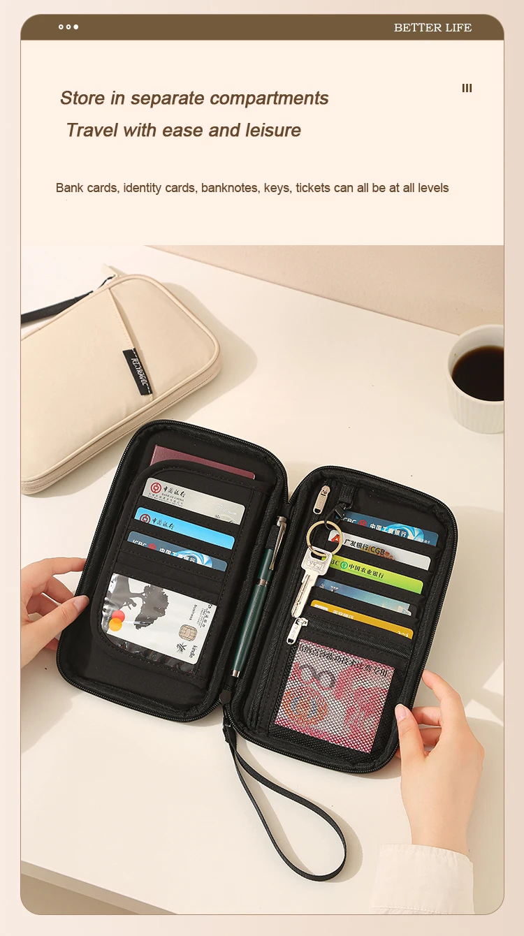 Family RFID Blocking Passport Holder Wallet Storage Bag- Travel Document Organizer with Credit Card Case Essential Travel Bag