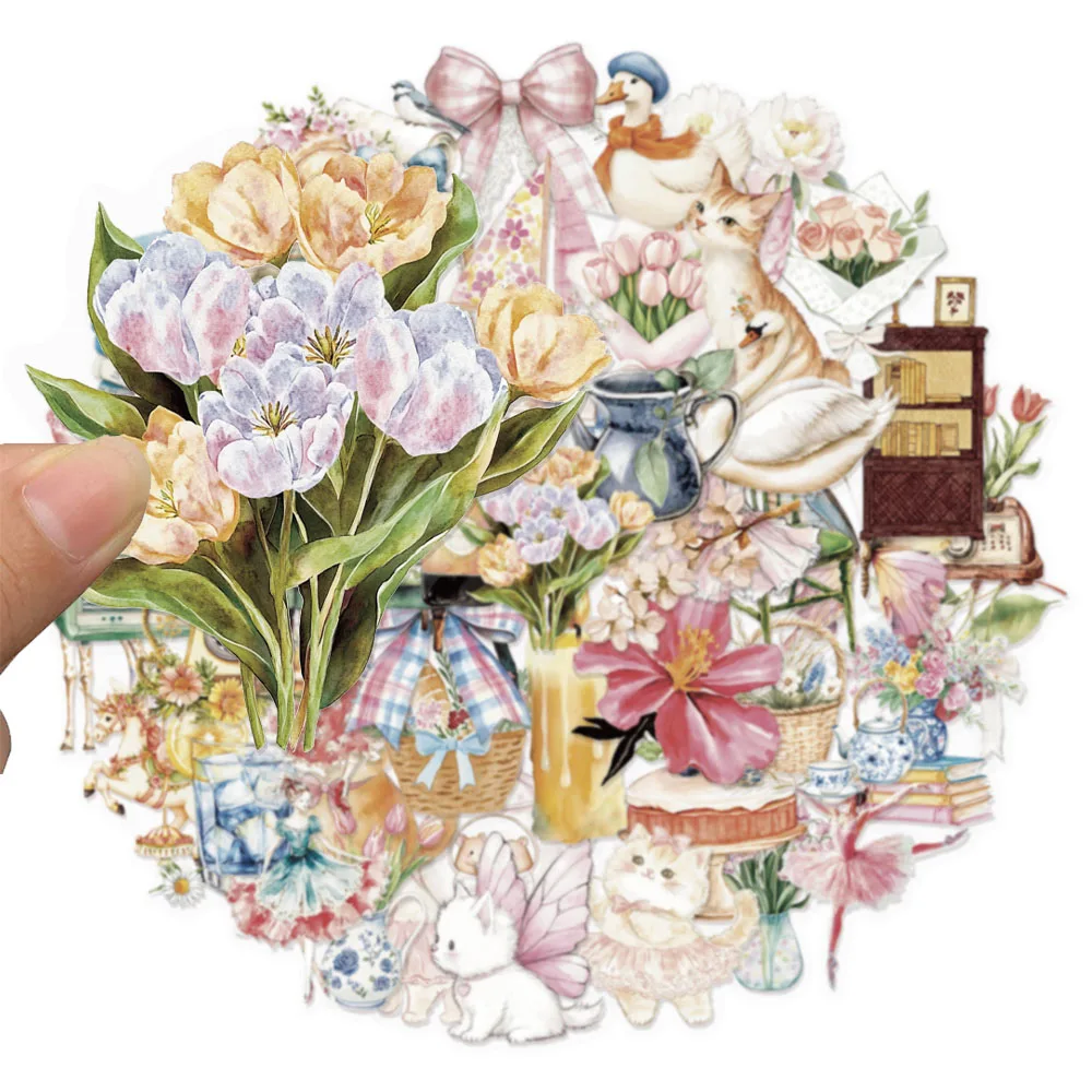 50PCS Watercolor Garden PET Creative Speaker Phone Case Notebook Skateboard Motorcycle Stickers