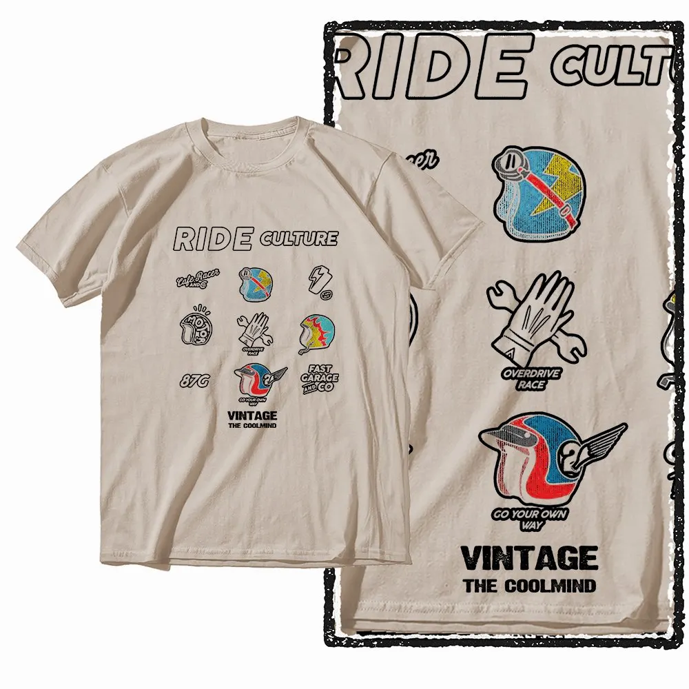 G72 Beige Cotton Men's o-neck motorcycle Graphic T-shirt |  Streetwear Big Size Cool men's Tee Tshirt