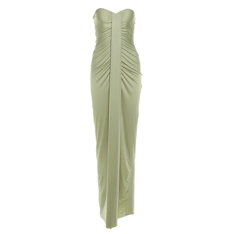 Nibber Elegant Strapless Dress Women Classic Patchwork Ribbon Ruched Sexy Birthday Party Skinny Stretch Chic Clubwear Vestidos