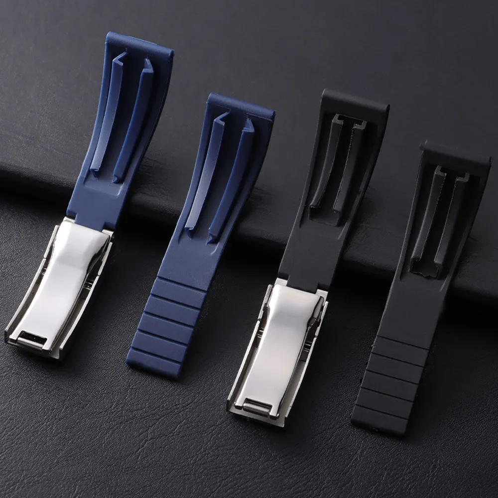 20mm Rubber Watch Strap for Rolex for Water Ghost Black Green Wrist Band Fold Buckle Bracelet Men Sport Soft Silicone Watchband