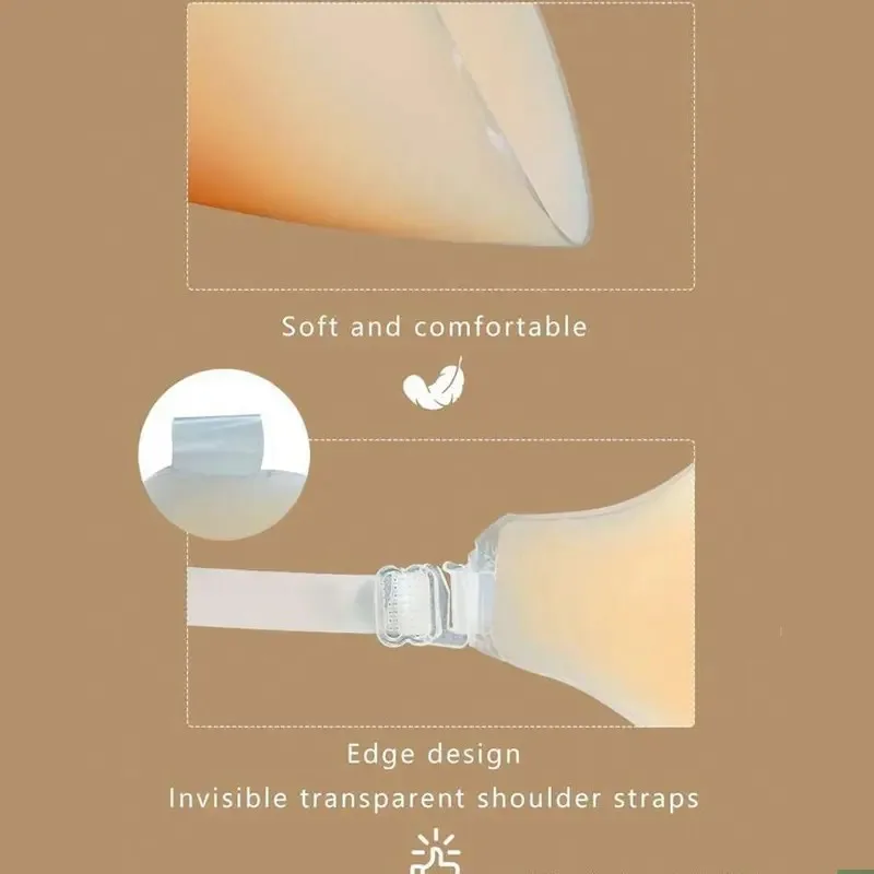 New Silicone Invisible Bra with Straps, Non-Slip Style Lifts and Enhances Bust, Designed for Wedding Dress Photoshoot, Strapless D