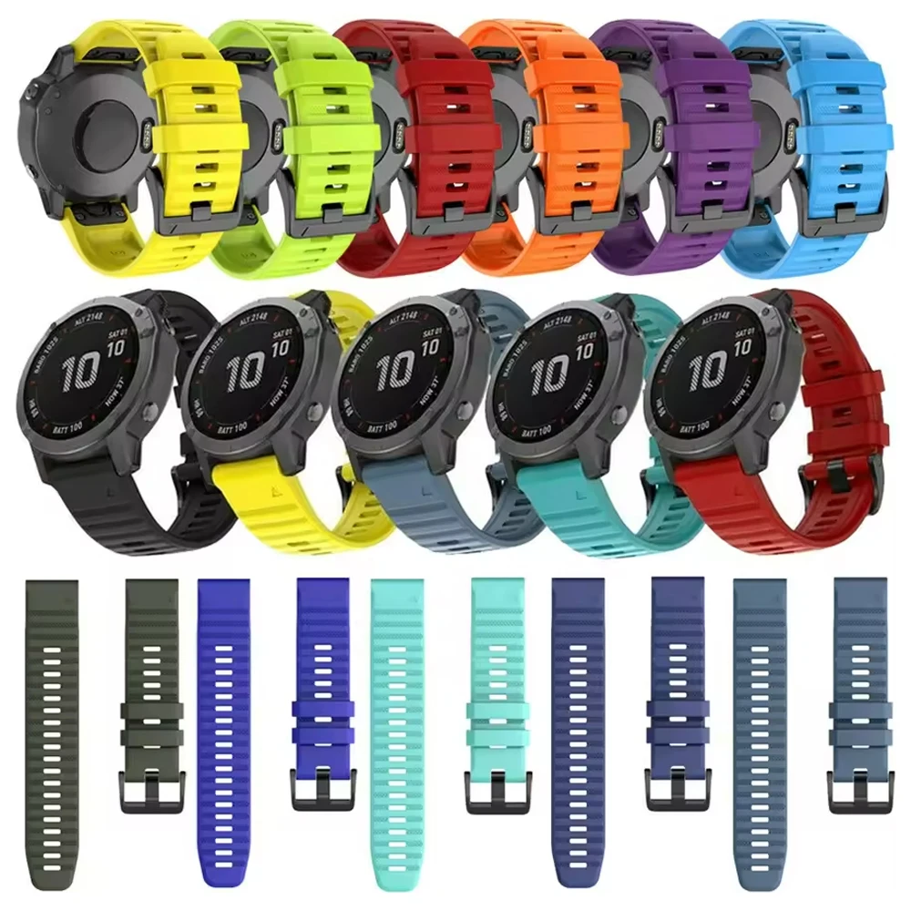 QuickFit 22 26mm Silicone WatchBand for Garmin Fenix 6 6X 7 7X 5 5X Plus Epix Pro Enduro 3 Forerunner 970 965 Fenix8 Sport Strap