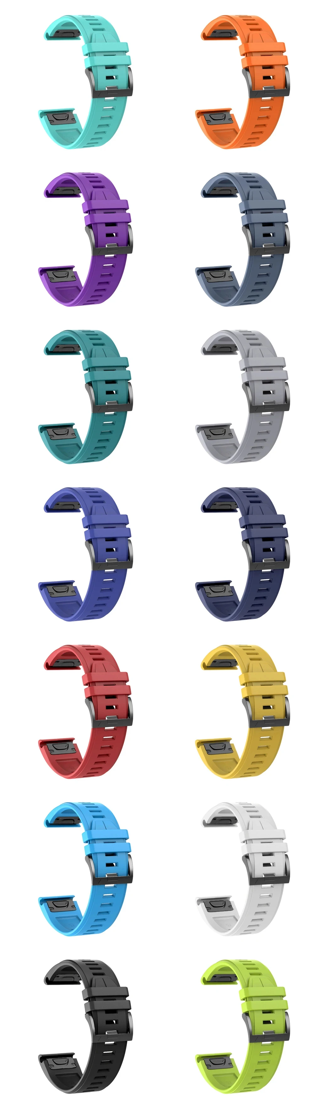 QuickFit 22 26mm Silicone WatchBand for Garmin Fenix 6 6X 7 7X 5 5X Plus Epix Pro Enduro 3 Forerunner 970 965 Fenix8 Sport Strap