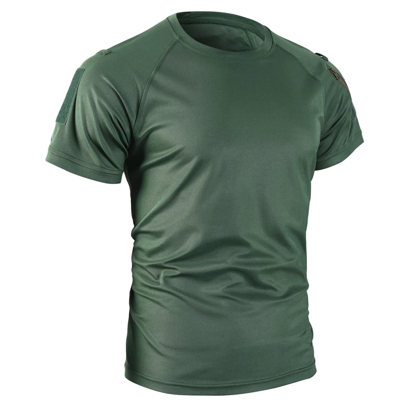 Men Summer Quick Dry Breathable Elastic Military Tactical Shirts Pullerover Hiking Camping Tops Climbing Tees Sports Gym T-shirt