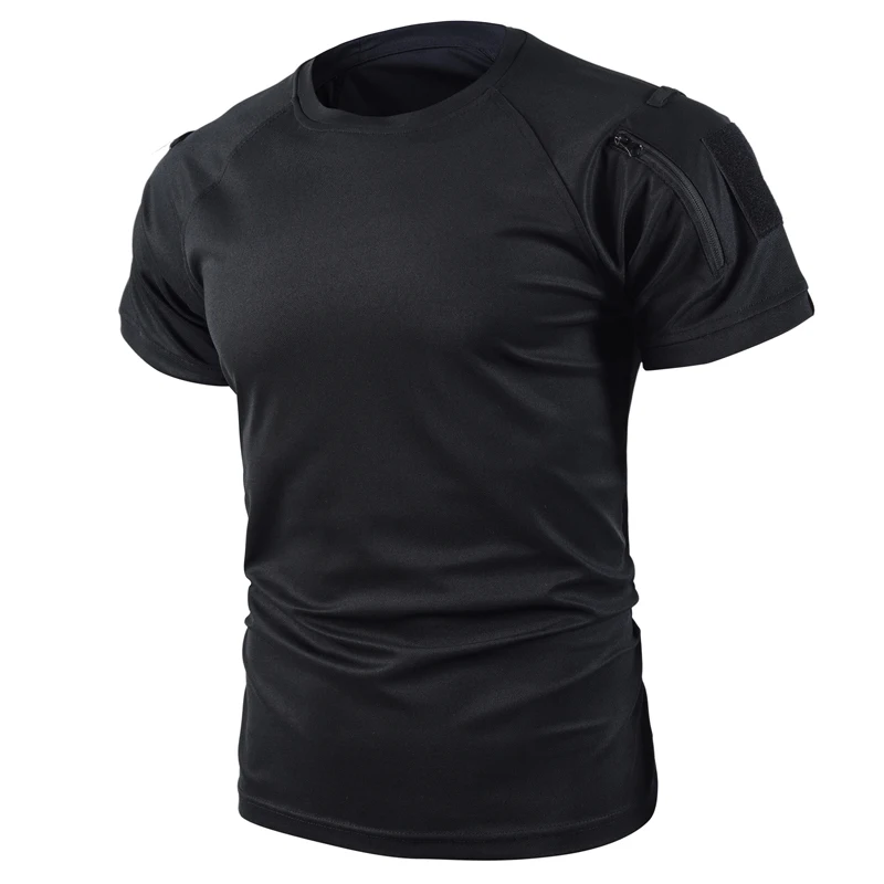 Men Summer Quick Dry Breathable Elastic Military Tactical Shirts Pullerover Hiking Camping Tops Climbing Tees Sports Gym T-shirt