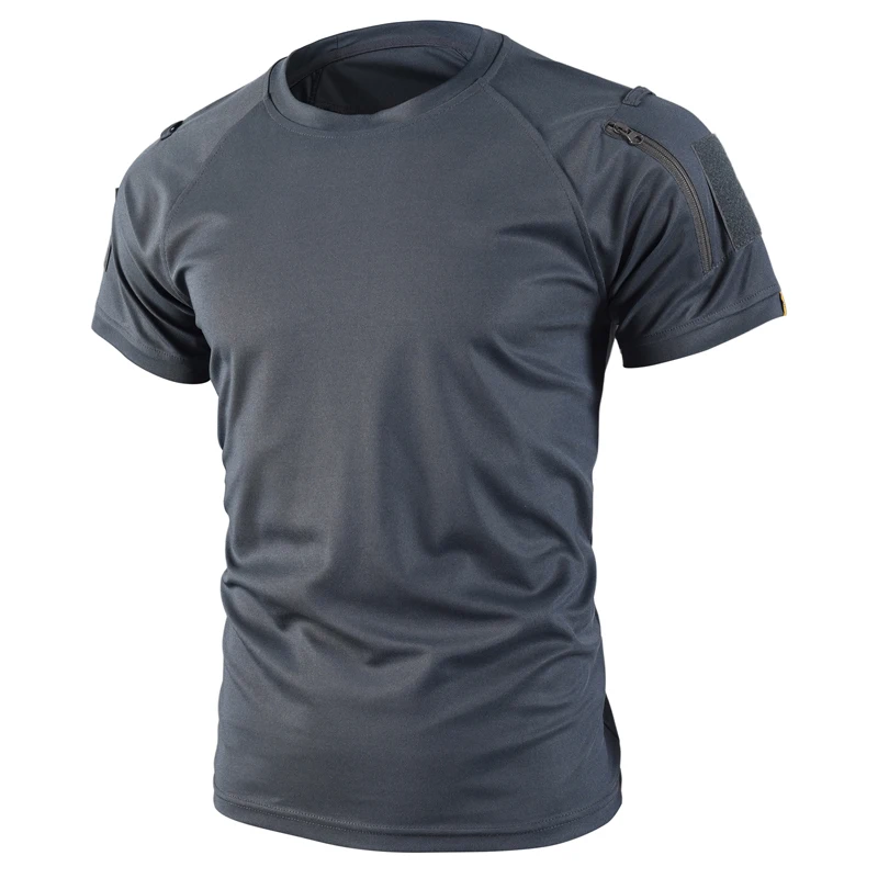 Men Summer Quick Dry Breathable Elastic Military Tactical Shirts Pullerover Hiking Camping Tops Climbing Tees Sports Gym T-shirt