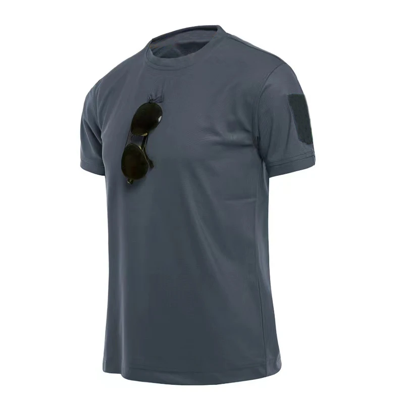 Men Summer Quick Dry Breathable Elastic Military Tactical Shirts Pullerover Hiking Camping Tops Climbing Tees Sports Gym T-shirt