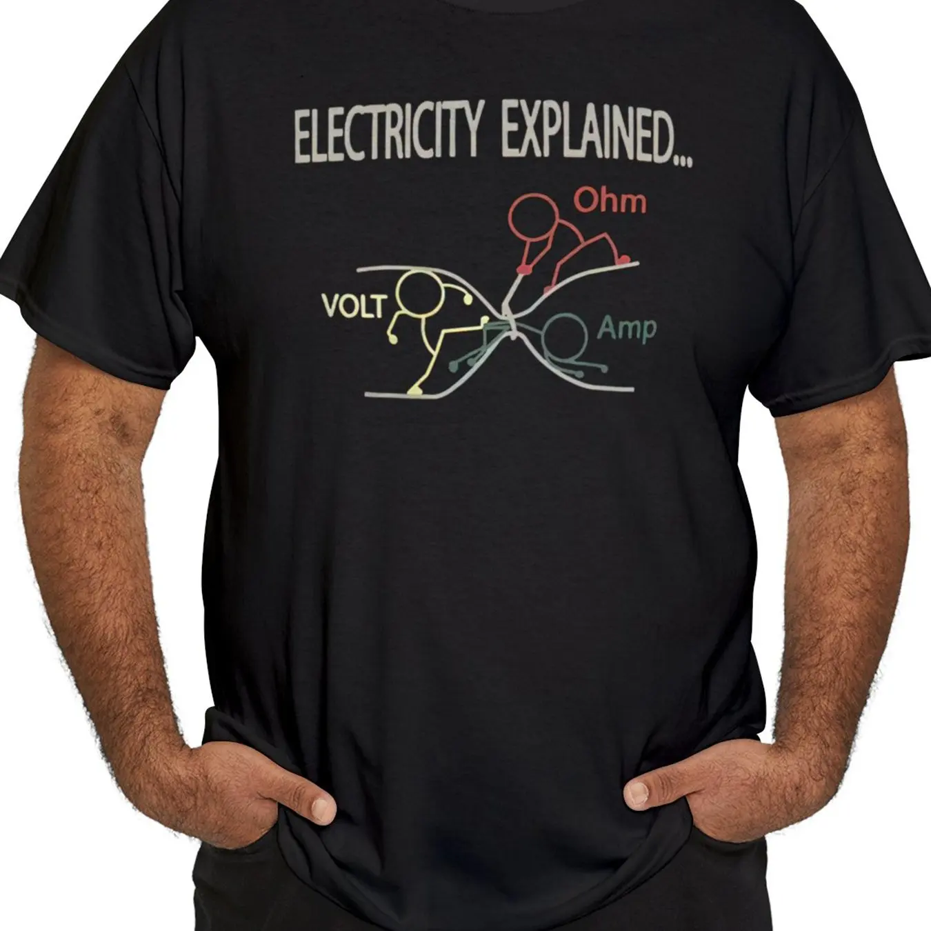 Men Circuit Graphic T-shirt with Science Themed Ohm Law Design Casual Science Lover Clothing Comfortable Men Clothing